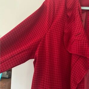 CAbi Red Houndstooth Blazer with Ruffles